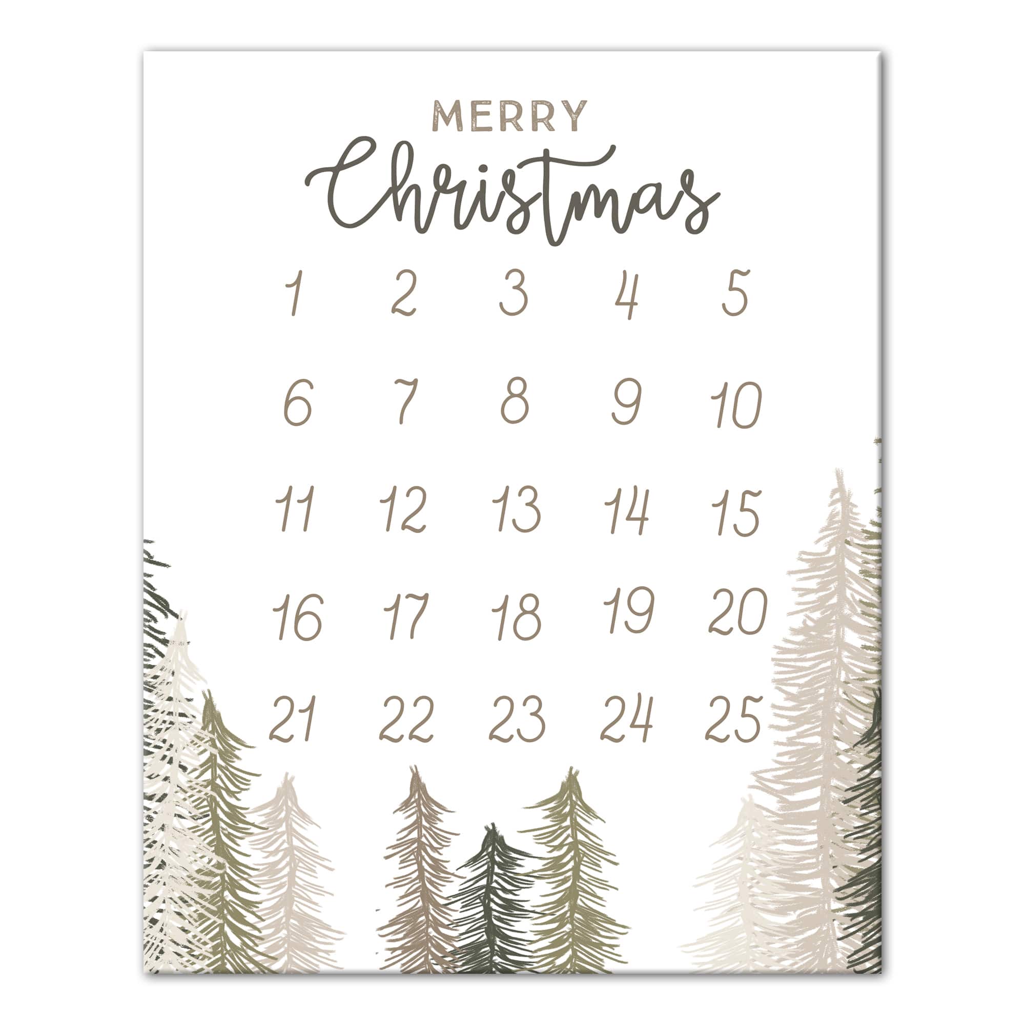 Christmas Trees Countdown Canvas Wall Art